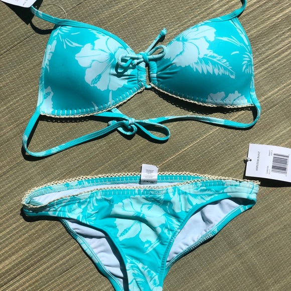 Tropical Hibiscus Floral Print Bikini Sz L - Picture 3 of 5